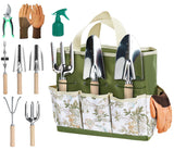 Gardening Tool Set, Heavy Duty Garden Tool Set with Fashion Garden Bag, Durable Stainless Steel Gardening Hand Tools