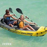 Intex 68307EP Explorer K2 Inflatable Kayak Set: Includes Deluxe 86in Kayak Paddles and High-Output Pump – Adjustable Seats with Backrest – Removable Skeg – 2-Person – 400lb Weight Capacity Intex