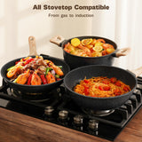 13 Pcs Pots and Pans Set, Nonstick Cookware Sets Black Granite Induction Cookware, Non-toxic Healthy Non stick Kitchen Cooking Set