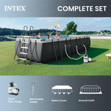 INTEX Ultra XTR 18 ft x 9 ft 52 in Above Ground Pool Set, Rectangular Swimming Pool with Steel Frame, 1500 GPH Sand Filter Pump, Ladder, Cover, & Ground Cloth