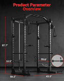 GarveeLife Power Cage, Multi-Functional Power Racks for Home Gym with Cable Crossover System, 1600 LBS Weight Capacity Fitness Squat Rack for Strength Workout with Training Attachment, Black