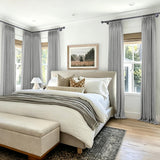 Macochico Extra Wide Pinch Pleated Linen Curtains for Sliding Door Patio Doors with Tieback, Natural Living Room Bedroom Curtain Privacy But Let Light in, 120”Wx96”L, Grey, 1 Panel