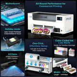 DSV A3+ Plus F1080 DTF Printer with Oven, One-Click to Print, Automatic Cleaning & White Circulation, 5” LED Multi-Function Touch Screen, 2X Speed Print Compared to L1800, 2-Year Free Ink