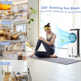 COSTWAY Evaporative Air Cooler, 3-in-1 Portable Swamp Cooler w/Fan & Humidifier, Air Cooling Fan w/ 360° Rotating Fan Blade, 3 Modes, 24 Speeds, 12H Timer, 2 Ice Packs, LED Display, Remote Control
