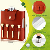 Remerry Golf Flask Gift Set 7 oz Stainless Steel Flask with Leather Case Golf Accessories (Brown)