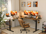 Reversible L Shaped Standing Desk Height Adjustable with Cup Holder, Electric Corner Computer Desk