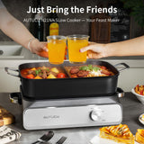 Slow Cooker 10 Quarts (2 x 5 Quarts) PFOA-Free Ceramic Coating | Adjustable Temp Oven Safe to 450°F | Keep Warm Function for Large Family Gatherings (Includes Silicone Spoon)