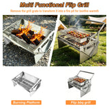 Portable 360°Rotating Charcoal Grill with Flipping Basket - 304 Stainless Steel Barbecue Grill for Camping, Tailgating, and Outdoor Adventures, Easy to Disassemble, Includes BBQ Bag New Upgrade