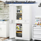 Metal Garage Storage Cabinet with Two Drawers Locking Doors and 2 Adjustable Shelves