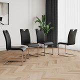 SSLine Faux Mars Stone Round Dining Table Set for 4 w/Black Leather Chair