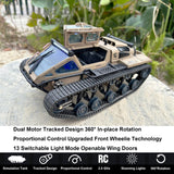 WPLDEWAN RC Tank Car 1/16 Scale Remote Control Tank Off Road RC Crawler 4WD RTR 360°Rotating Drifting Dual Motor Gearbox Proportional Control Tracked Military Truck Hobby Toy for Adult