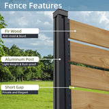 Outdoor Cedar Wood Privacy Screen with Aluminum Posts, Easy Assembly, for Hard Surfaces & Soil