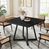 Tribesigns Square Dining Table Set of 6, 31.5" Industrial Dinner Table with Metal Base, Kitchen Table for Dining Room, Small Space, Apartment, Black (Chairs are not Included)