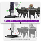 PURPLE LEAF Patio Telescopic Umbrella 11.5' x 11.5' Up Down Lifting Navy