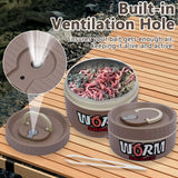 VKVXCLON 2Pcs Live Bait Storage,Fishing Bait Container, Stainless Steel Worm Storage Box, Nightcrawler Box, Bait Tank, Compact and Durable,Small and Portable, Keeps Bait Fresh and Alive (Khaki)