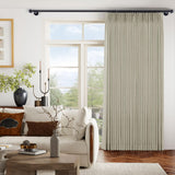 Macochico Extra Wide Natural Linen Linen Curtains Pinch Pleated for Sliding Glass Door Living Room Bedroom Light Filtering Privacy Window Treatments with Tieback, 120”Wx108”L, Khaki, 1 Panel
