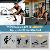 WITSPARKLLE Ropeless Battle Ropes, Adjustable Cordless Battle Ropes with Resistance Springs, Weighted Portable Workout Rope for Home Gym, Low-Impact HIIT Training Equipment for Men & Women (Gray)