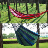 Jyuiipcz Hammock Hammock Portable Hammock Outdoor Garden Hammock Family Travel Camping Hiking Swing Canvas Striped Hammock Outdoor Hammock (Color : Blue) (Red)