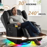 DRMBOOK Dual Motor Power Swivel Rocker Recliner Chairs with Massage & Heat