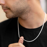 Porment 925 Sterling Silver Rope Chain Necklace-Stacking Real Silver Chain-Solid Italy Rope Necklace- Mens Necklace Women Necklaces Gift Perfect for Sensitive Skin（16in 1.5mm）