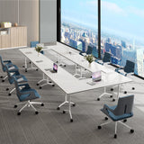 Modular Conference Table, Folding Conference Room Tables with Wheels, Modern Rectangle Training Table with Flip Top