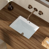 Couoko Undermount Bathroom Sink 18x14 Inch White Rectangle Porcelain Vessel Sinks with Curves Bottom Deep Basin with Overflow Lavatory Vanity Sink Mounted Under the Counter