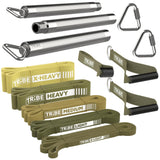 Long Resistance Bands for Working Out - Pull Up Assistance Bands with Handles, Door Anchor - Stretch Bands for Exercise Bands Resistance Bands Set (Green Set with Bar)