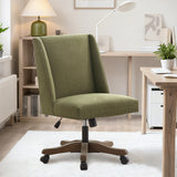Upholstered Armless Office Chair Fabric Swivel Home Desk Chair with Wheels