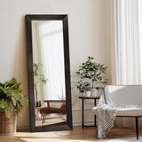 ABSWHLM Full Length Mirror 58"x22" - Beveled Edge Rustic Black Dressing Mirror, Solid Wood Frame, Wall Mounted or Leaning for Bedroom, Entryway, Living Room