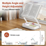BYMECOST Acrylic Book Stand for Reading, Book Stand with Storage, White