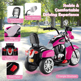 Costzon Kids Motorcycle, 6V Battery Powered Ride on Chopper Motorcycle w/Horn, Headlight, 3-Wheel Stable Ride on Toys, Electric Toddler Motorcycle for Kids, Gift for Boys Girls (Rose Red)