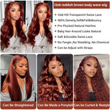 Aicrelery 13x6 Body Wave Lace Front Wigs Human Hair 20 Inch 13x6 Reddish Brown Lace Front Wigs Human Hair 30 Inch