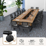 Folding Conference Table with Wheels, Flip-Top Mobile Training Table Modular Conference Room Tables, Space Saving Seminar Meeting Tables for Office School Business Classroom(Light walnut,4PCS 47.2in)