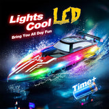 JOI MEW RC Boat for Kids with LED Lights, 2.4Ghz Remote Control Racing Boats for 8-12,Toy Water Boat for Pools & Lakes with Waterproof,Rechargeable Battery, for Boys Girls RED