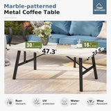 MFSTUDIO 6 Piece Metal Patio Furniture Set with Denim Blue Cushion