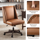 Upholstered Armless Office Chair Faux Leather Swivel Home Desk Office Chair