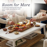 Alaterre Furniture Calais Living Room Collection – 48 Inch Rectangular Wood Coffee Table with Woven Storage Shelf – Mid Century Modern 2-Tier Living Room Table (White)