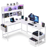 Dowinx 67” L-Shaped Gaming Desk with Pegboard & Drawers, Reversible Computer Desk with RGB Lights & Power Outlets