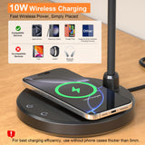 Vicsoon Desk Lamps for Home Office - LED Desk Lamp with Wireless Charger, 3 Color Modes Dimmable Eye-Caring Study Reading Desk Light, Small Flexible Arm Table Lamp for College Dorm Room Bedside, Black