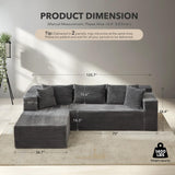 106” Modular Sectional Sofa, Cloud Sectional Couch with Deep Seat, Modern Modular L-Shape Sofa Couch with Chaise,Upholstered Couches for Living Room Bedroom（Grey）
