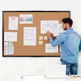 Board2by Cork Board Bulletin Board 36 x 48, Black Wood Framed 4x3 Corkboard, Foldable Office Board for Wall Decor, Large Wall Mounted Notice Pin Board with 36 Push Pins for School, Home & Office
