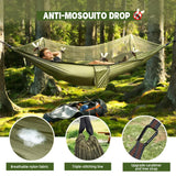 Camping Hammock Tent with Mosquito Net & Sunshade, 3-in-1 Lightweight Double Hammock for 2 Person, Portable Bivvy Ground Tent with Tree Straps for Backpacking, Hiking, Outdoor Travel (NOCANOPY)