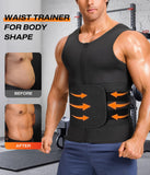 Junlan Sauna Suit for Men 2 in 1 Waist Trainer Sauna Shirt for Men Sweat Band for Stomach(Blue,Medium)