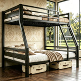 nesture. Bunk Bed Twin Over Full, Heavy Duty Metal Bunkbeds with Full-Length Guardrail, Space-Saving Steel Bed for Kids & Adults, No Box Spring Required, Black