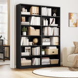 Bookshelf and Bookcase, 6-Tier Double Wide Bookshelves, Freestanding Display Storage Shelves,