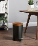 SunnyPoint Elite Bamboo Lid 4.5 Liter / 1.2 Gallon Round Trash Can with Plastic Inner Bucket; Bathroom