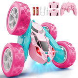 Hamdol Pink RC Car for Girls Age 6+, 360° Rotating Stunt Remote Control Vehicle with LED Lights, Upgraded 4WD USB-C Rechargeable Electric Toy, Perfect Birthday, Holiday