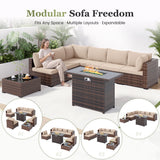 Amopatio 8 Pieces Patio Furniture Set with Fire Pit Table, All-Weather Outdoor Sectional