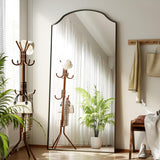 VooBang Triple-Arched Mirror Full Length, 71" x 32" Floor Mirror with Stand, Matte Aluminum Alloy Frame Full Body Mirror, Standing Hanging or Leaning for Bedroom and Living Room, Black