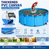 118 * 47.2 in Above Ground Pond - 0.9MM Thickened Round PVC Koi Fish Pond,Portable and Foldable Fishponds Suitable for Aquaculture and Agricultural Water Storage with Anti-Jump Net(2245 Gal)